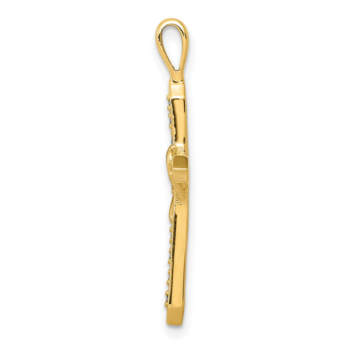14k Yellow Gold Cross Pendant with Diamond Heart Detail, Spiritual Jewelry for Men and Women