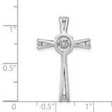 1/15ct Vibrant Moving Diamond Cross Chain Slide Charm Pendant in Real 14k White Gold