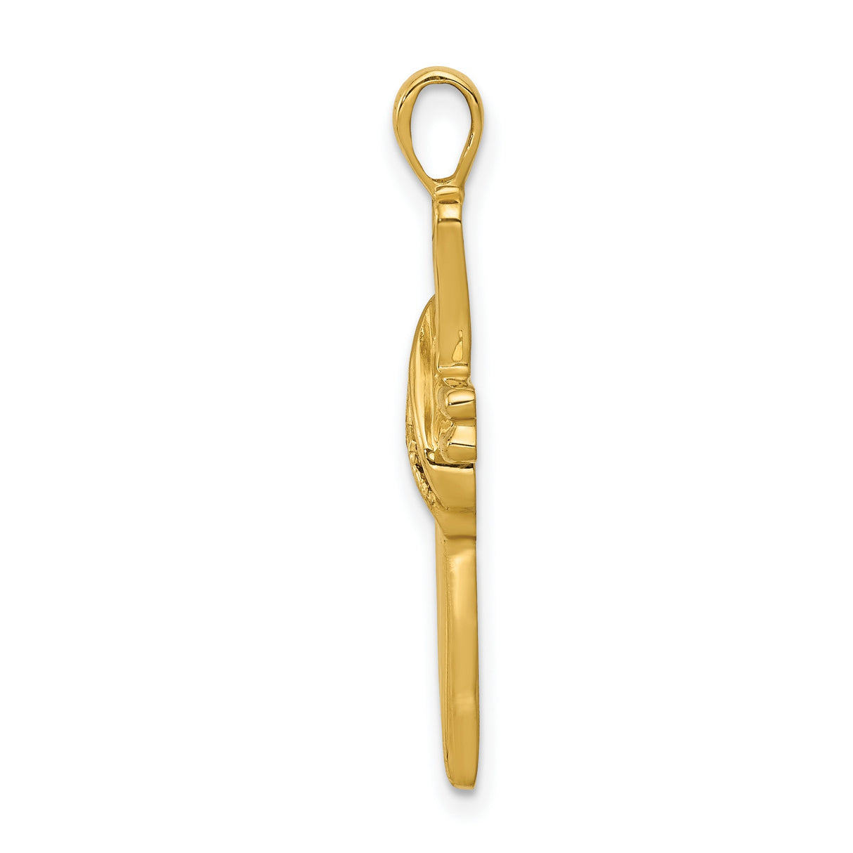 10k Yellow Gold Cross Pendant with Diamond, Polished Finish, Religious Unisex Jewelry Charm