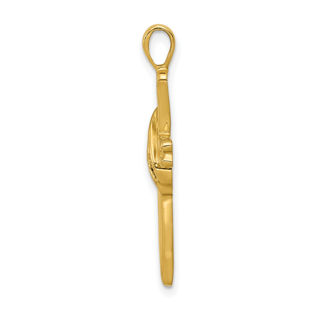 14k Yellow Gold Cross Pendant with Diamond Accents, Polished Faith Symbol Jewelry
