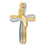 Diamond Cross Charm Pendant in Real 10k Multi-Tone Gold