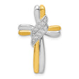 Diamond Cross Charm Pendant in Real 10k Multi-Tone Gold