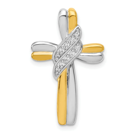 Diamond Cross Charm Pendant in Real 10k Multi-Tone Gold