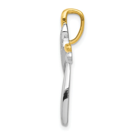 14k Two-Tone Gold Cross Pendant with Diamond Accent, Polished Layered Design