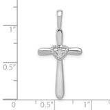 1/10ct Diamond Cross with Heart Charm Pendant in Real 10k White Gold