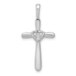 1/10ct Diamond Cross with Heart Charm Pendant in Real 10k White Gold