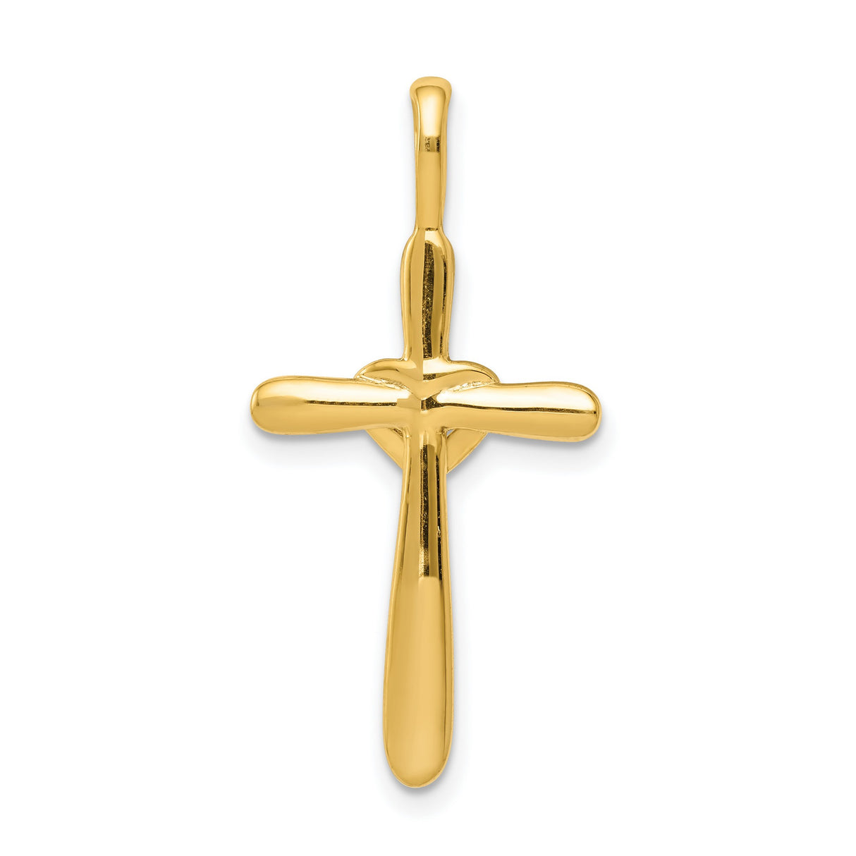 14k Yellow Gold Cross Pendant with Diamond Accent and Heart Charm
