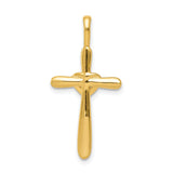 14k Yellow Gold Cross Pendant with Diamond Accent and Heart Charm