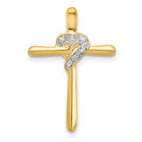 .02ct Diamond Heart Cross Chain Slide Charm Pendant in Real 10k Yellow Gold