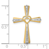 Diamond Cross Charm Pendant in Real 10k Multi-Tone Gold