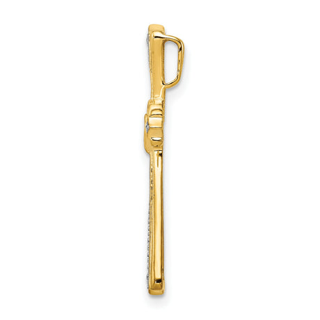 14k Two-Tone Gold Cross Pendant with Diamond Cut Details, Polished Religious Design