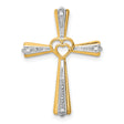 Diamond Cross Charm Pendant in Real 14k Multi-Tone Gold