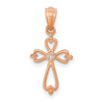 Diamond Accented Cross Charm Pendant in Real 10k Rose Gold
