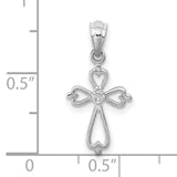 10k White Gold Diamond Cross Pendant with Modern Minimal Design for Men and Women