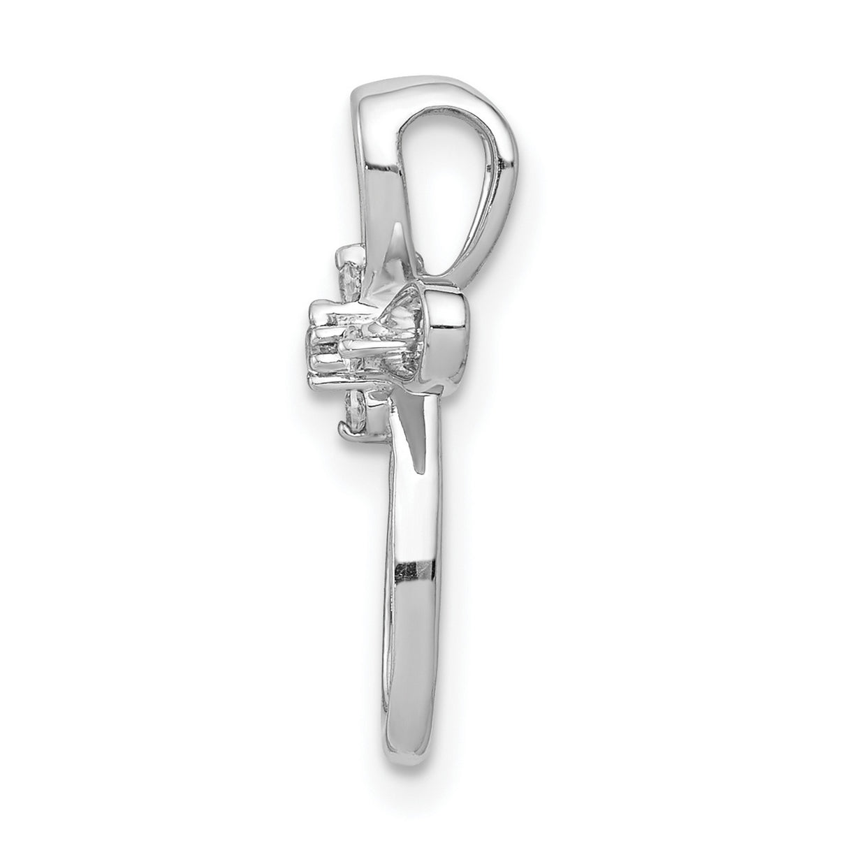 10k White Gold Cross Pendant with Stylized Openwork Design, Modern Faith Symbol for Men and Women
