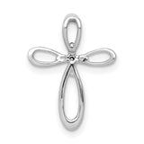 10k White Gold Cross Pendant with Stylized Openwork Design, Modern Faith Symbol for Men and Women