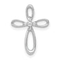 10k White Gold Cross Pendant with Stylized Openwork Design, Modern Faith Symbol for Men and Women