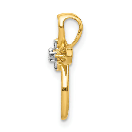 10k Yellow Gold Diamond Cross Pendant with Teardrop Arm Design and Polished Finish