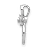 1/20ct Diamond Cross Chain Slide Charm Pendant in Real 14k White Gold