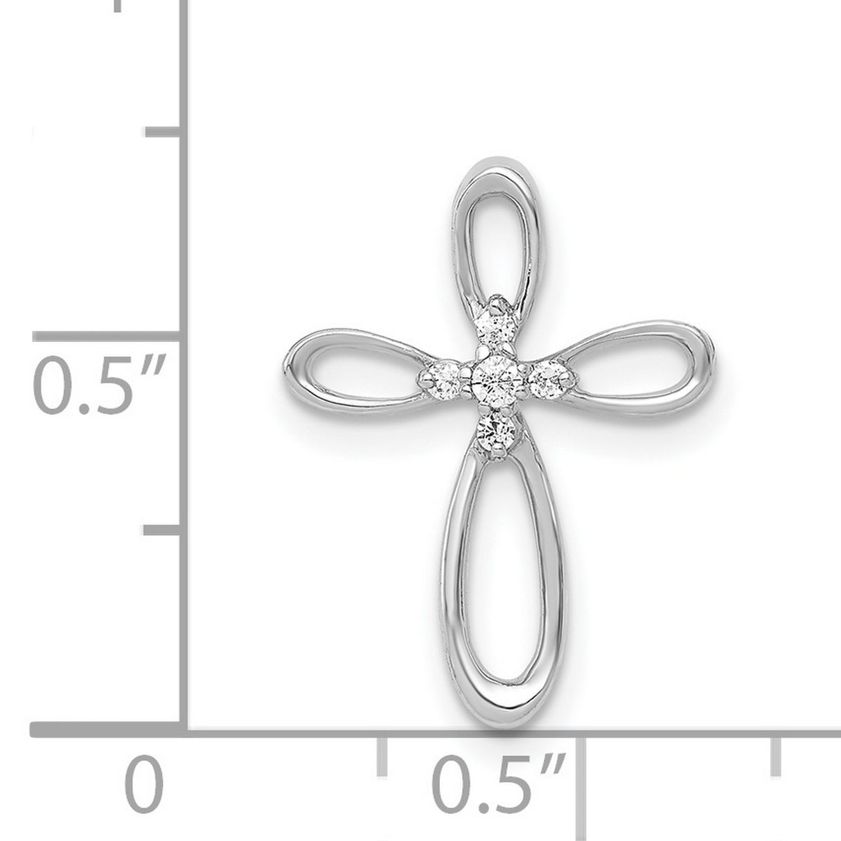 1/20ct Diamond Cross Chain Slide Charm Pendant in Real 14k White Gold