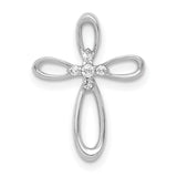 1/20ct Diamond Cross Chain Slide Charm Pendant in Real 14k White Gold