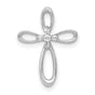 1/20ct Diamond Cross Chain Slide Charm Pendant in Real 14k White Gold