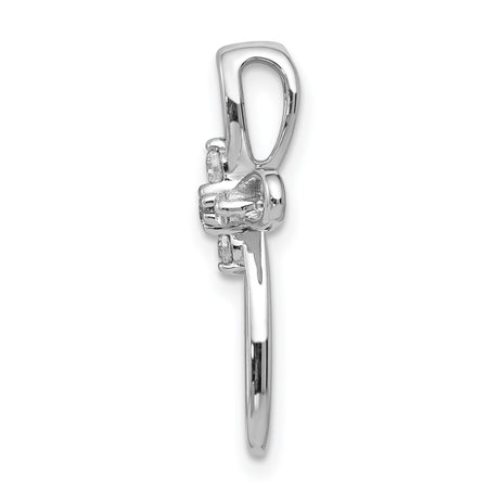 1/10ct Diamond Cross Chain Slide Charm Pendant in Real 14k White Gold