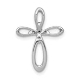 1/10ct Diamond Cross Chain Slide Charm Pendant in Real 14k White Gold