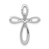 1/5ct Diamond Cross Chain Slide Charm Pendant in Real 14k White Gold