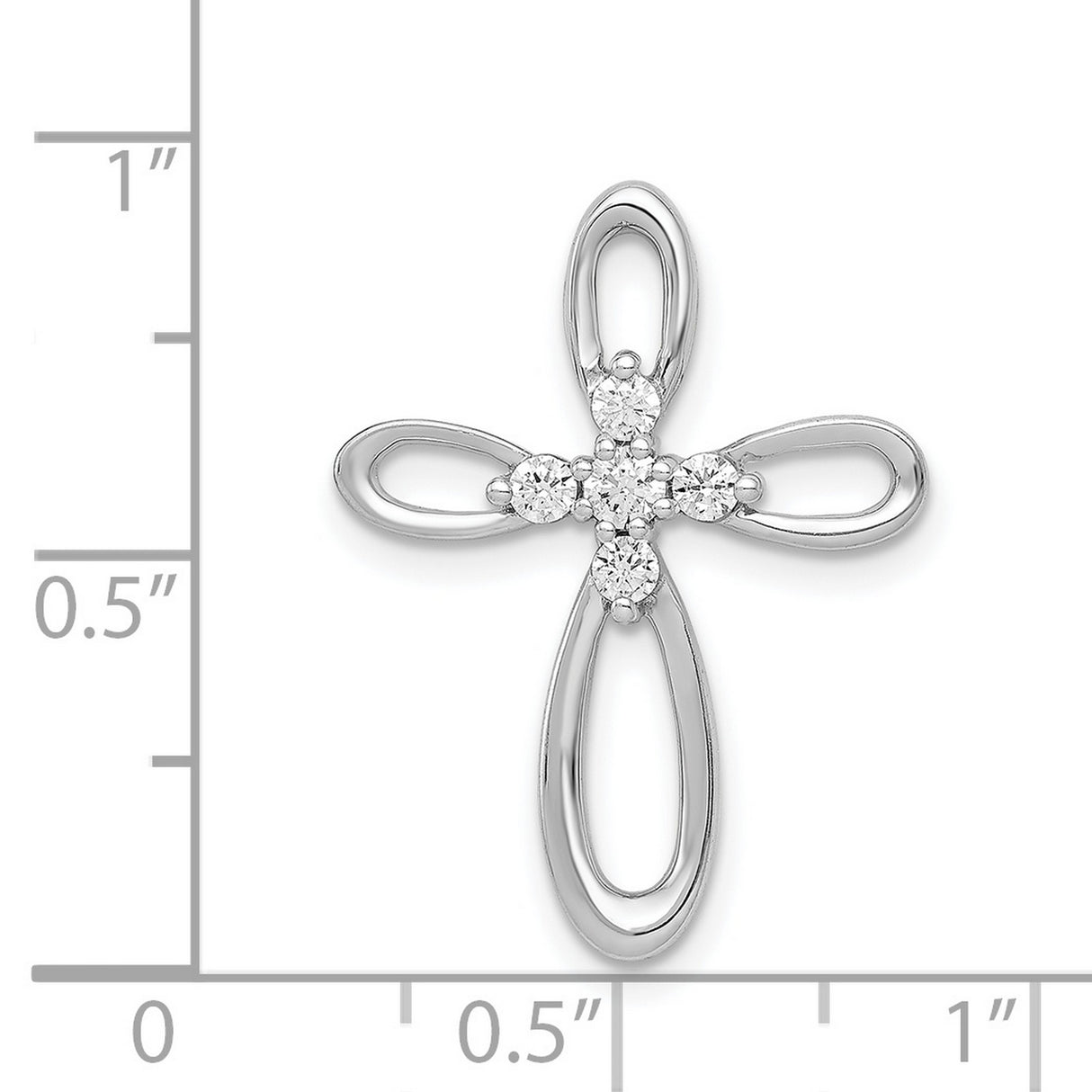 1/5ct Diamond Cross Chain Slide Charm Pendant in Real 14k White Gold