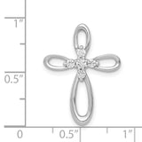 1/5ct Diamond Cross Chain Slide Charm Pendant in Real 14k White Gold