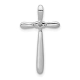 1/10ct Diamond Cross Chain Slide Charm Pendant in Real 14k White Gold