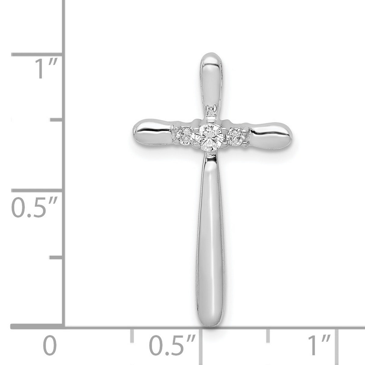 1/10ct Diamond Cross Chain Slide Charm Pendant in Real 14k White Gold