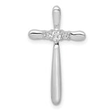 1/10ct Diamond Cross Chain Slide Charm Pendant in Real 14k White Gold