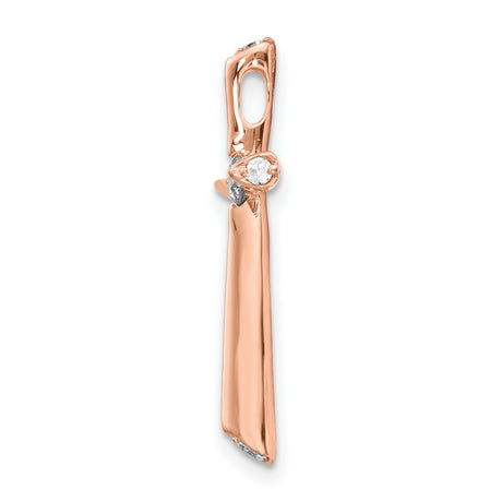 1/5ct Diamond Cross Chain Slide Charm Pendant in Real 14k Rose Gold