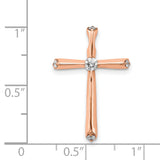 1/5ct Diamond Cross Chain Slide Charm Pendant in Real 14k Rose Gold