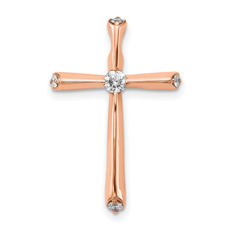 1/5ct Diamond Cross Chain Slide Charm Pendant in Real 14k Rose Gold