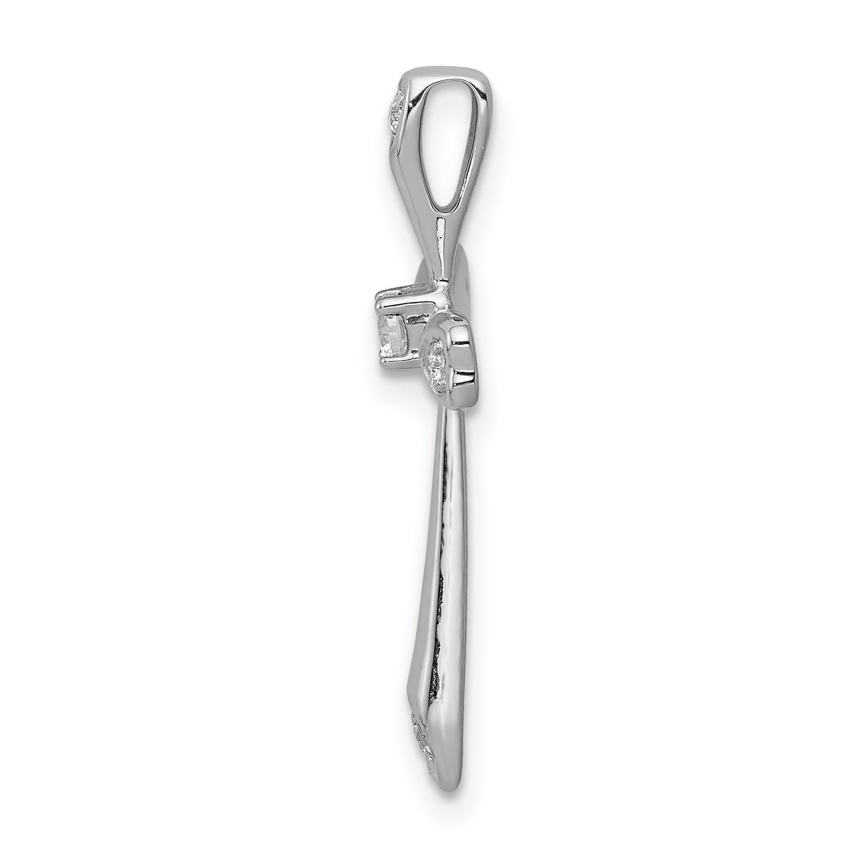 10k White Gold Diamond Cross Pendant with Tapered Arms Design for Men and Women