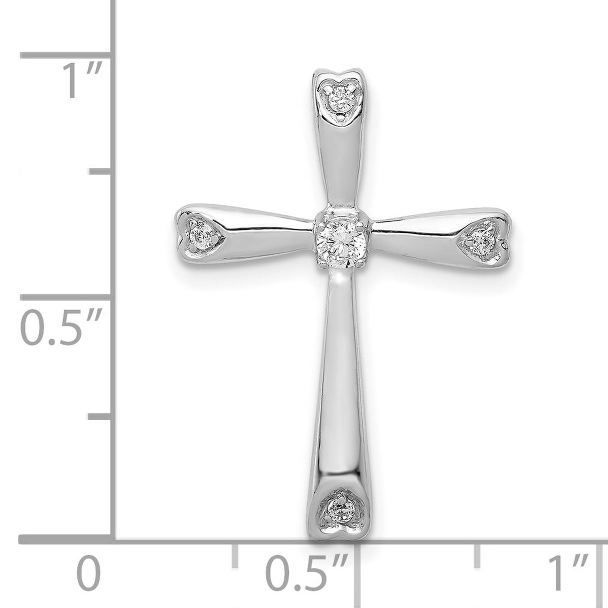 10k White Gold Diamond Cross Pendant with Tapered Arms Design for Men and Women