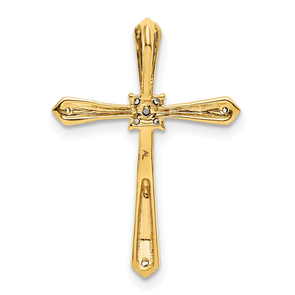 1/20ct Diamond Cross Chain Slide Charm Pendant in Real 14k Yellow Gold