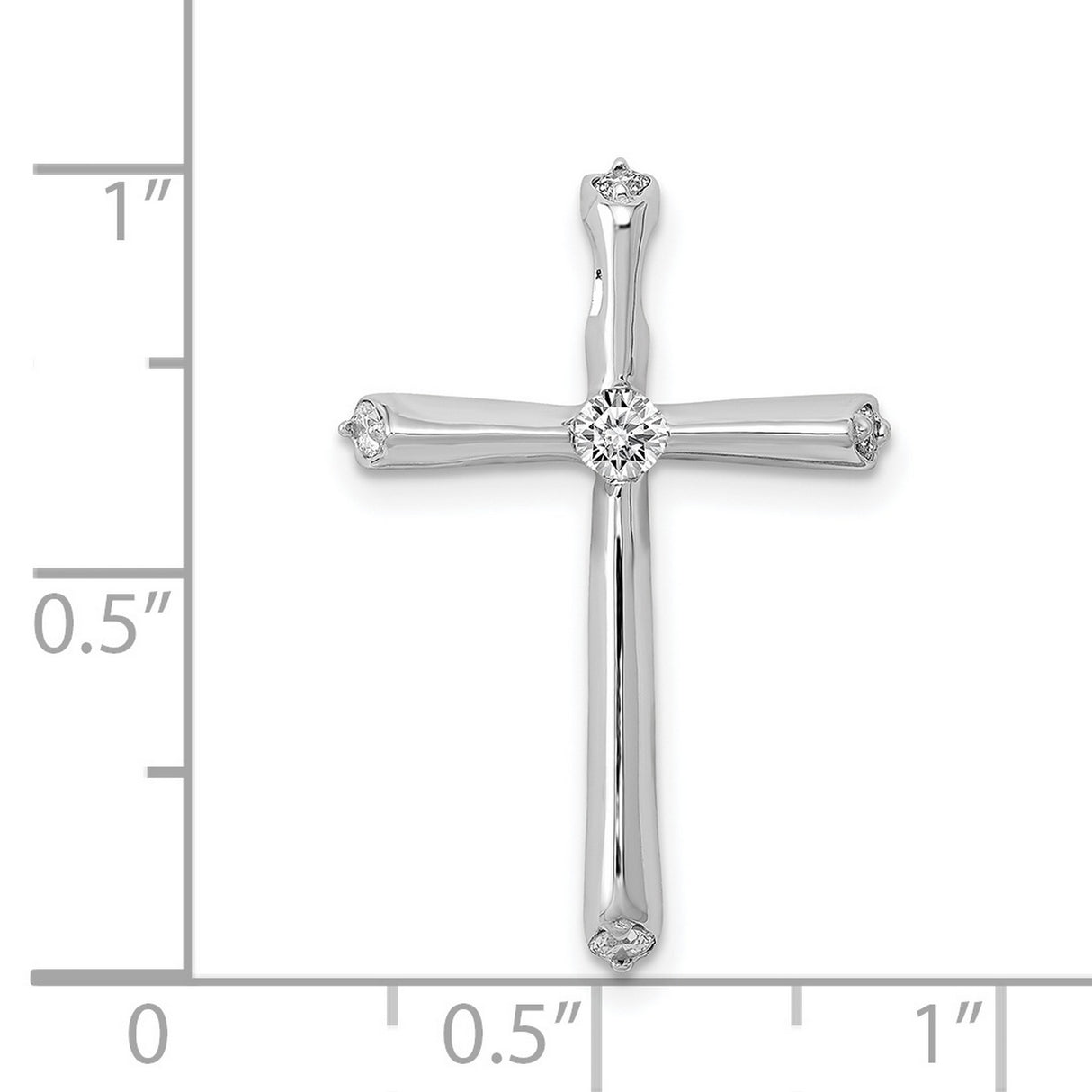 1/5ct Diamond Cross Chain Slide Charm Pendant in Real 14k White Gold