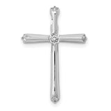 1/5ct Diamond Cross Chain Slide Charm Pendant in Real 14k White Gold