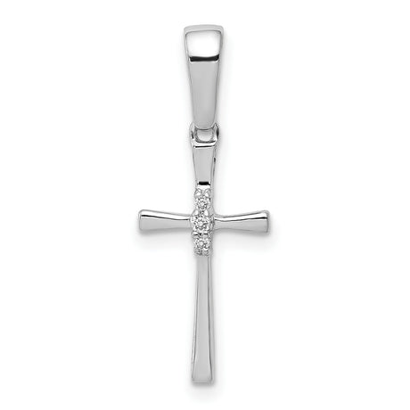 .02ct Diamond Cross Charm Pendant in Real 10k White Gold