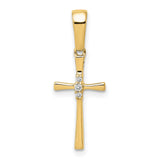 .02ct Diamond Cross Charm Pendant in Real 10k Yellow Gold