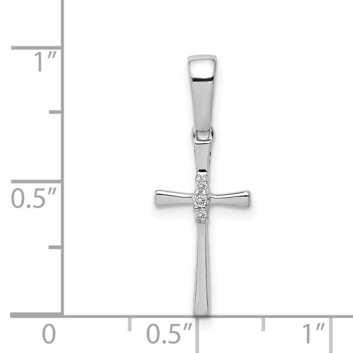 .02ct Diamond Cross Charm Pendant in Real 14k White Gold