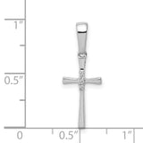 .02ct Diamond Cross Charm Pendant in Real 14k White Gold