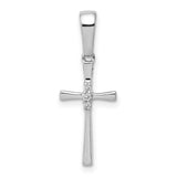 .02ct Diamond Cross Charm Pendant in Real 14k White Gold