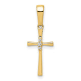 .02ct Diamond Cross Charm Pendant in Real 14k Yellow Gold