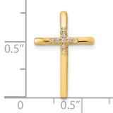 .03ct Diamond Cross Chain Slide Charm Pendant in Real 10k Yellow Gold