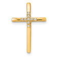 .03ct Diamond Cross Chain Slide Charm Pendant in Real 10k Yellow Gold